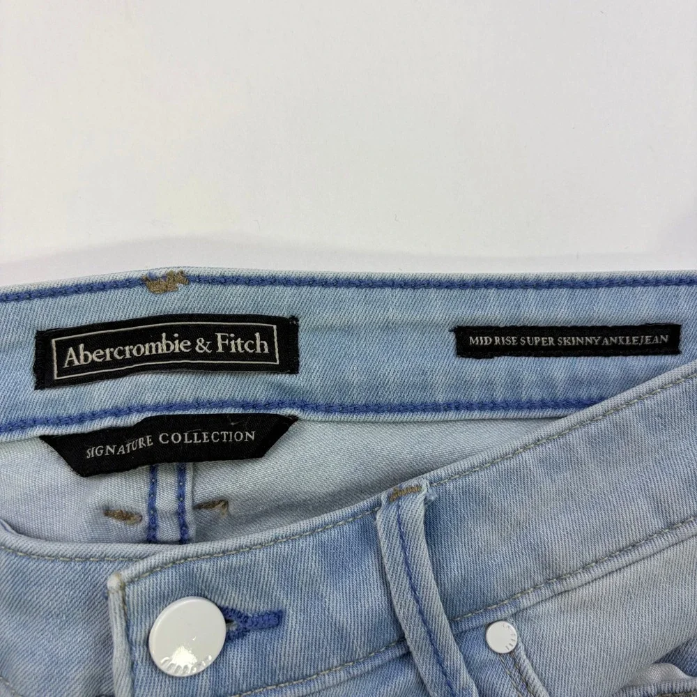 Abercrombie & Fitch Mid Rise Super Skinny Ankle Jeans Womens 28 Light Wash
